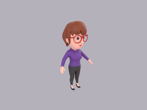 Cartoon Female Character Rigged 034 Modèle 3D
