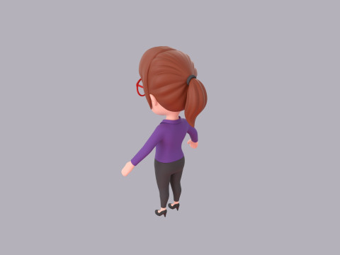 Cartoon Female Character Rigged 034 Modèle 3D