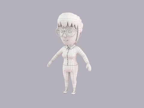 Cartoon Female Character Rigged 034 Modèle 3D