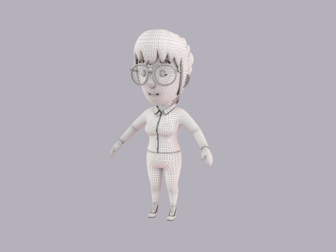 Cartoon Female Character Rigged 034 Modèle 3D