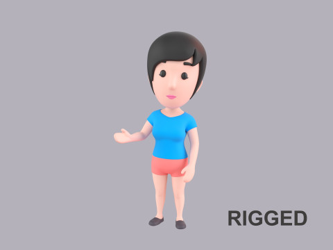 Cartoon Female Character Rigged 035 3D 模型