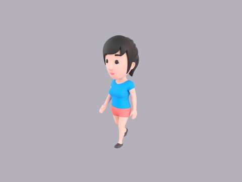 Cartoon Female Character Rigged 035 3D Model