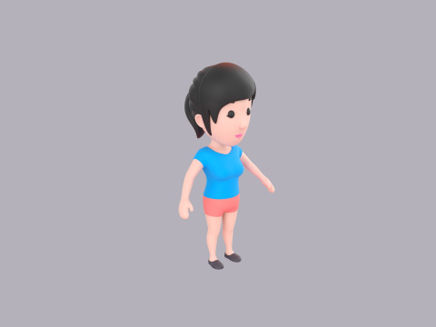Cartoon Female Character Rigged 035 3D Model