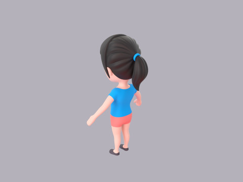 Cartoon Female Character Rigged 035 3D Model