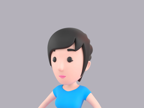 Cartoon Female Character Rigged 035 3D Model