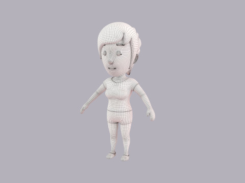 Cartoon Female Character Rigged 035 3D Model