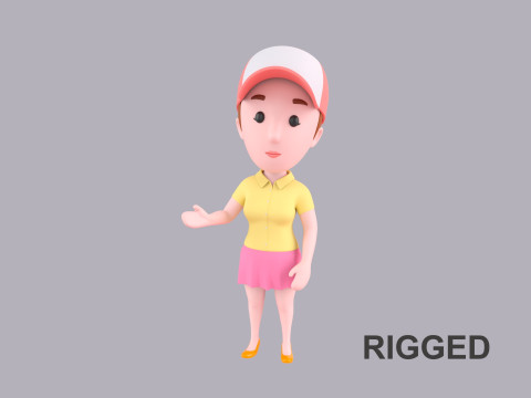 Cartoon Female Character Rigged 036 3D Model