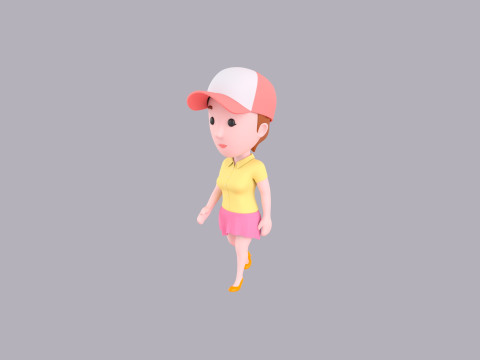 Cartoon Female Character Rigged 036 Modelo 3D