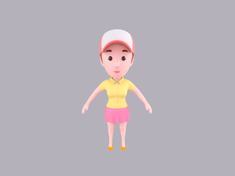 Cartoon Female Character Rigged 036 Modelo 3D