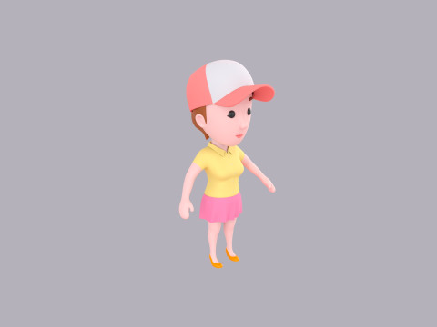 Cartoon Female Character Rigged 036 Modelo 3D