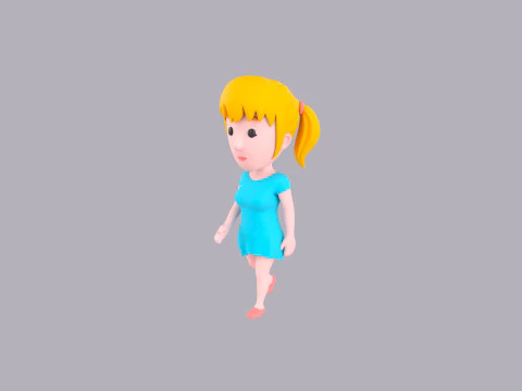 Cartoon Female Character Rigged 037 3D Model