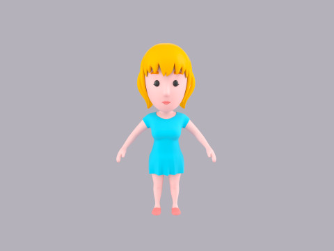 Cartoon Female Character Rigged 037 3D 模型