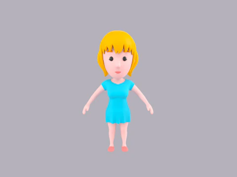 Cartoon Female Character Rigged 037 3D Model