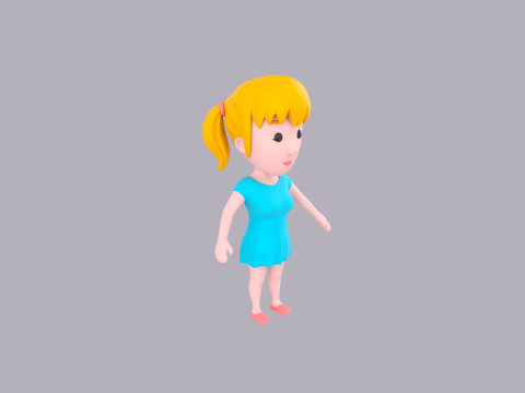 Cartoon Female Character Rigged 037 3D 模型