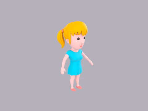 Cartoon Female Character Rigged 037 3D Model