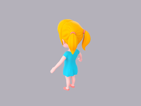 Cartoon Female Character Rigged 037 3D 模型