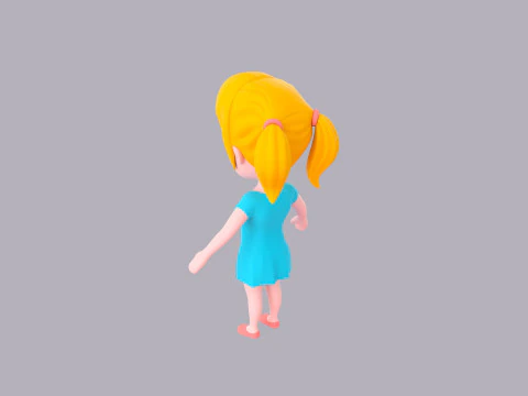Cartoon Female Character Rigged 037 3D Model
