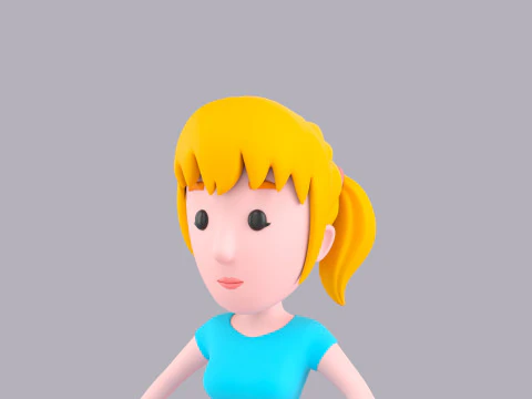 Cartoon Female Character Rigged 037 3D Model