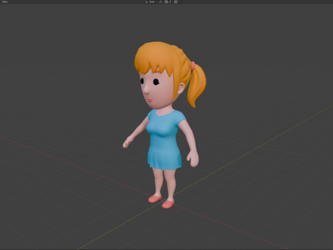 Cartoon Female Character Rigged 037 3D 模型