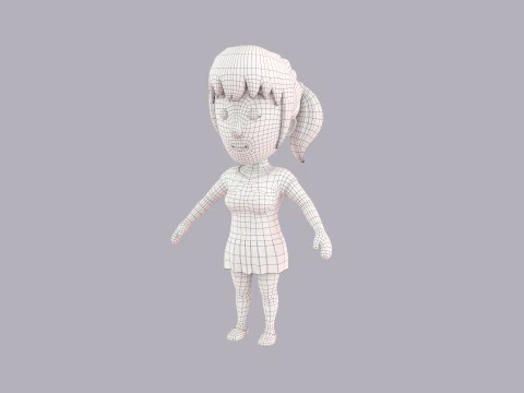 Cartoon Female Character Rigged 037 3D Model