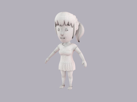 Cartoon Female Character Rigged 037 3D 模型