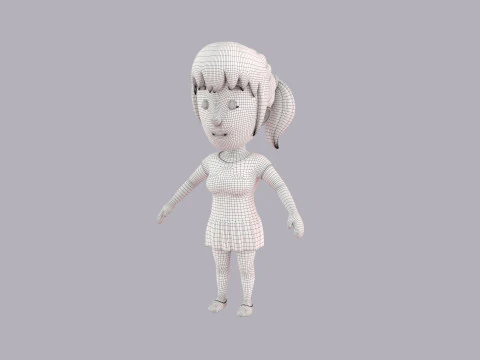Cartoon Female Character Rigged 037 3D Model