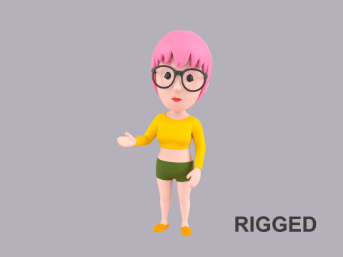 Cartoon Female Character Rigged 038 3Dモデル