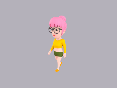 Cartoon Female Character Rigged 038 Model 3D