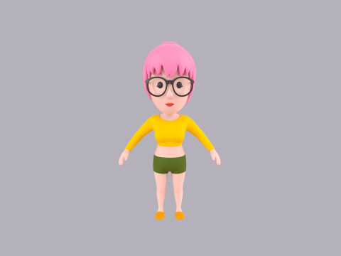 Cartoon Female Character Rigged 038 Model 3D