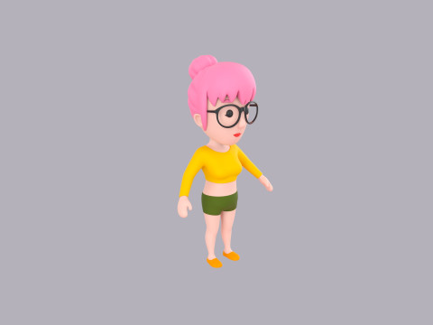 Cartoon Female Character Rigged 038 Model 3D
