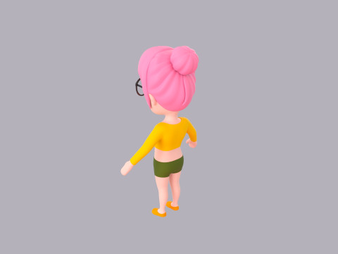 Cartoon Female Character Rigged 038 Model 3D