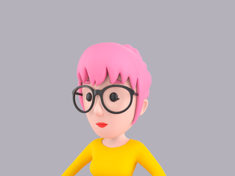 Cartoon Female Character Rigged 038 Model 3D