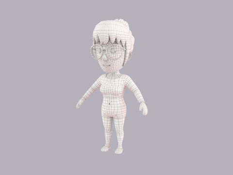 Cartoon Female Character Rigged 038 Model 3D