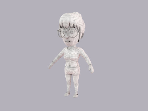 Cartoon Female Character Rigged 038 Model 3D