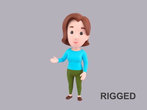 Cartoon Female Character Rigged 039 3D 模型