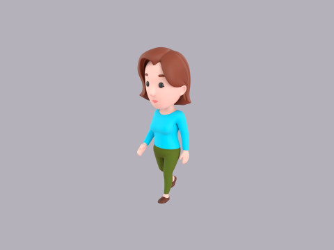 Cartoon Female Character Rigged 039 Model 3D