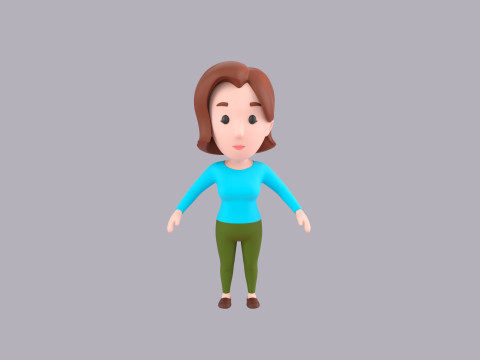 Cartoon Female Character Rigged 039 Model 3D
