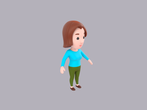 Cartoon Female Character Rigged 039 Model 3D