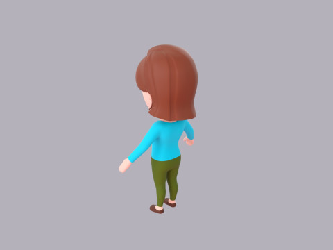 Cartoon Female Character Rigged 039 Model 3D