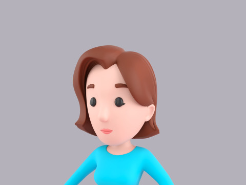 Cartoon Female Character Rigged 039 Model 3D