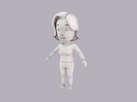 Cartoon Female Character Rigged 039 Model 3D