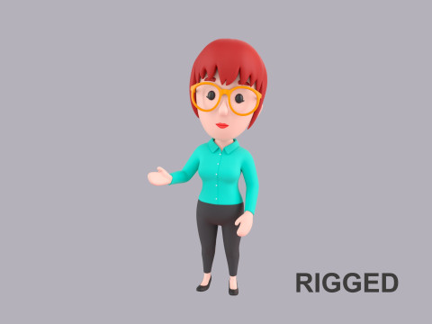 Cartoon Female Character Rigged 040 3Dモデル