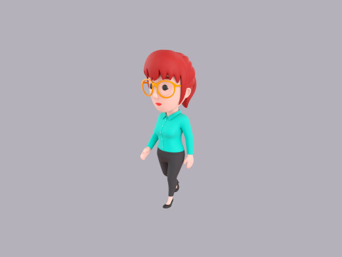 Cartoon Female Character Rigged 040 3D Model
