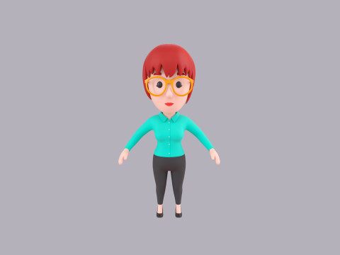 Cartoon Female Character Rigged 040 3D Model