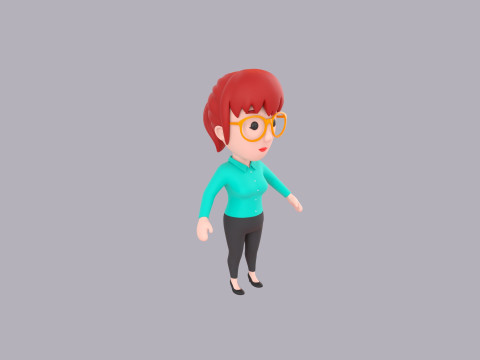 Cartoon Female Character Rigged 040 3D Model