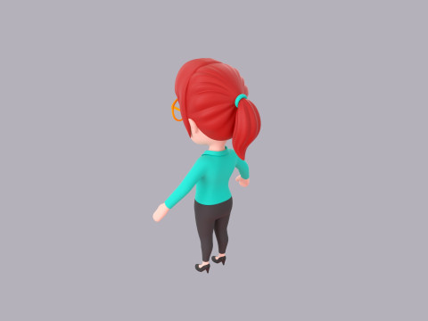 Cartoon Female Character Rigged 040 3D Model