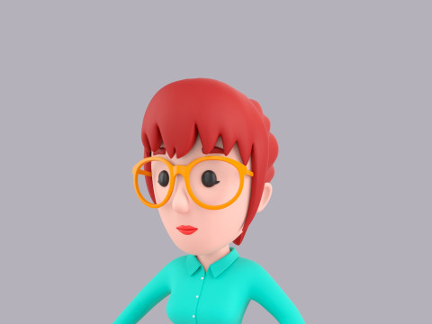 Cartoon Female Character Rigged 040 3D Model