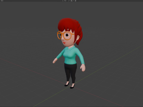 Cartoon Female Character Rigged 040 3D Model