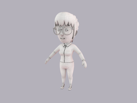 Cartoon Female Character Rigged 040 3D Model