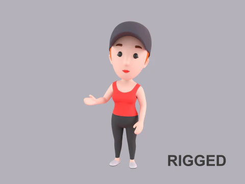 Personaggio femminile dei cartoni animati truccato 041 Modello 3D